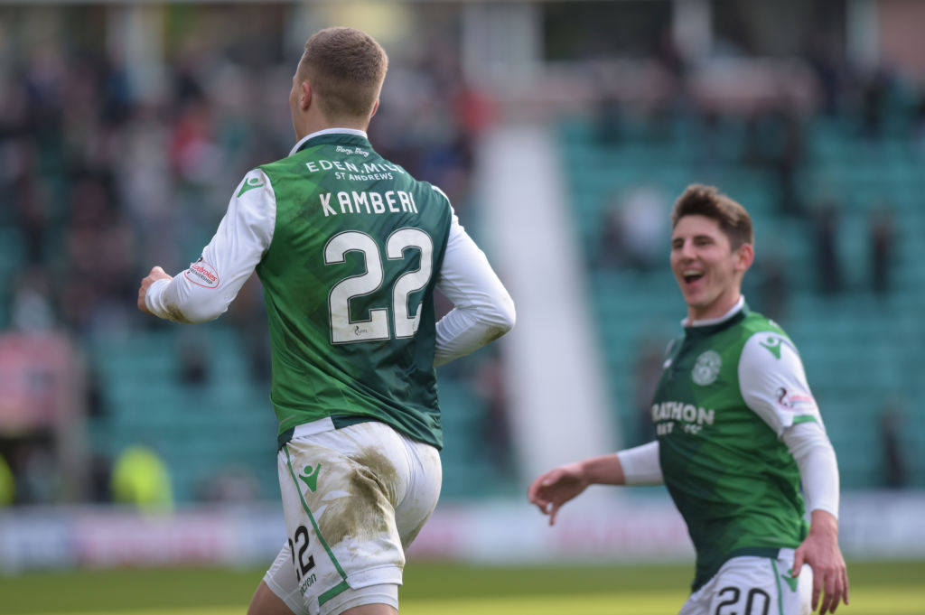 Hibernian striker Florian Kamberi has to be watched by Celtic