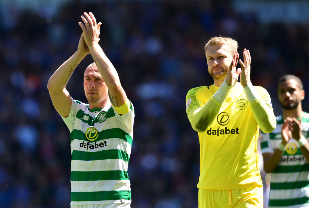 Scott Brown and Scott Bain after a Celtic match