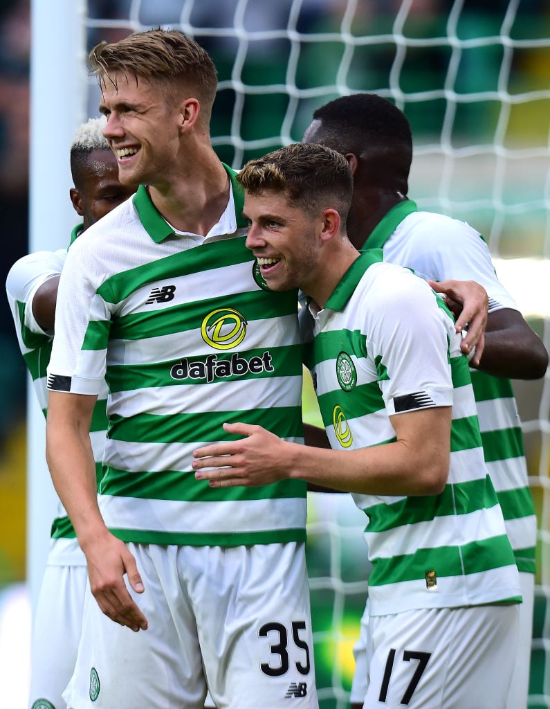 Celtic defender Kristoffer Ajer and Ryan Christie