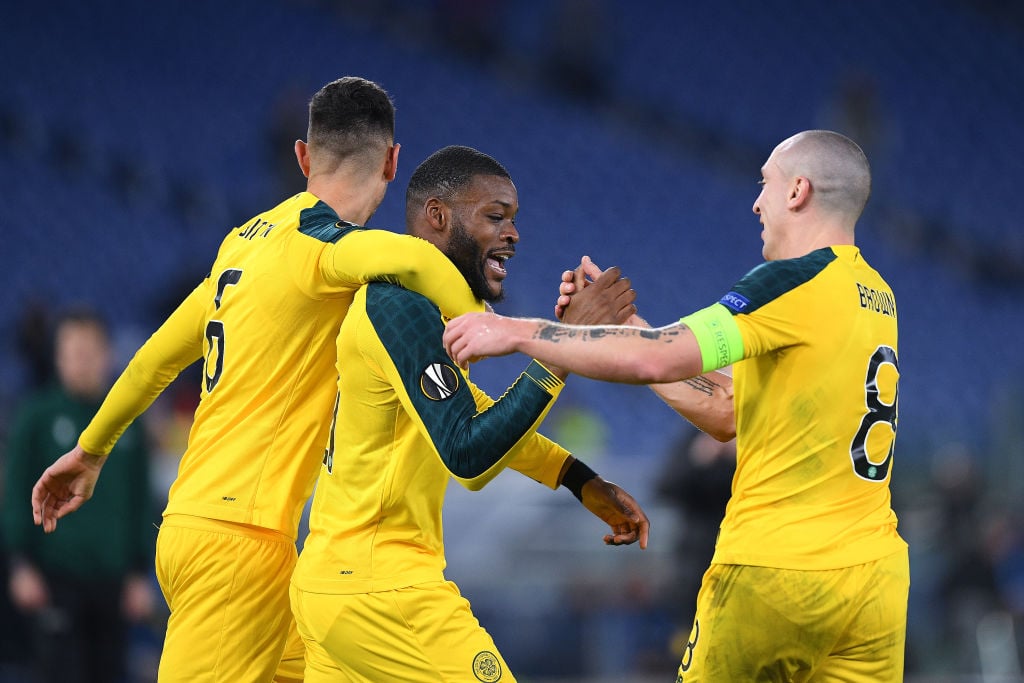 Celtic celebrate an Olivier Ntcham goal