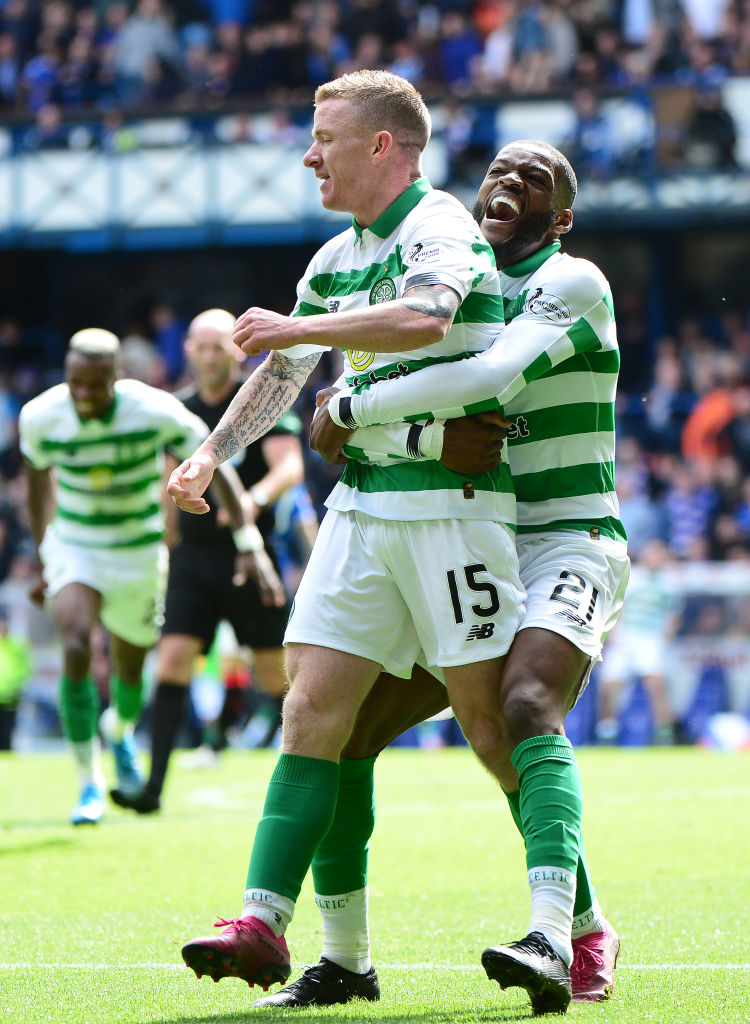 Jonny Hayes celebrates scoring for Celtic against Rangers