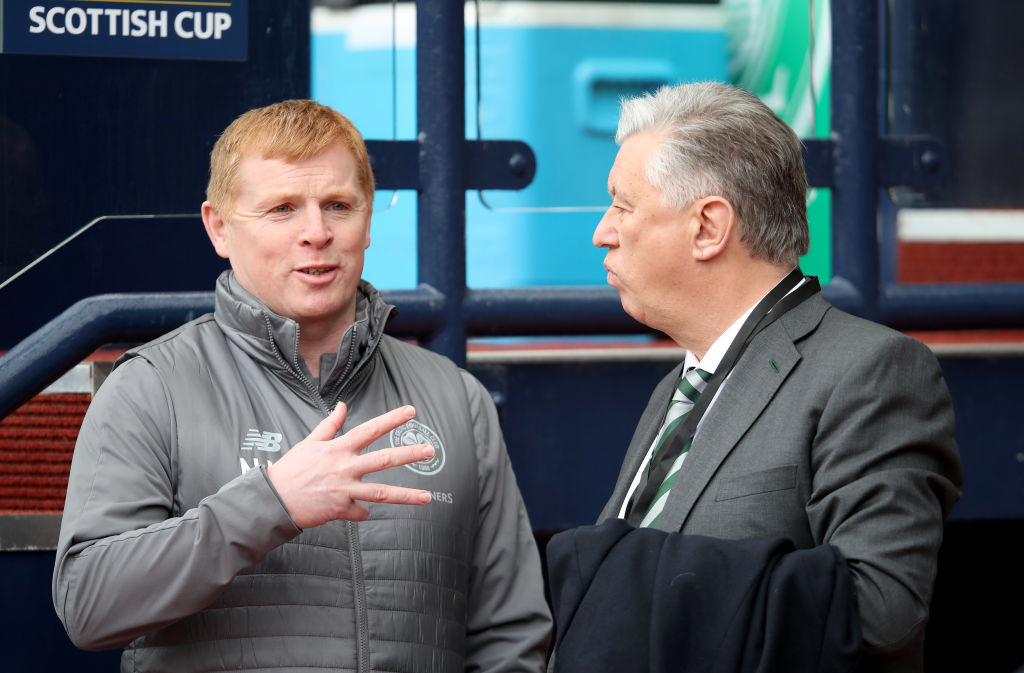 Celtic manager Neil Lennon and Chief Executive Peter Lawwell