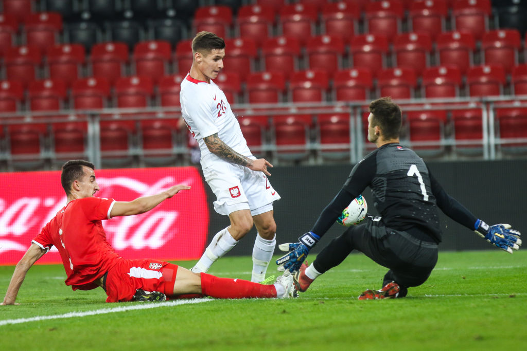 Patryk Klimala in action for Poland under-21s