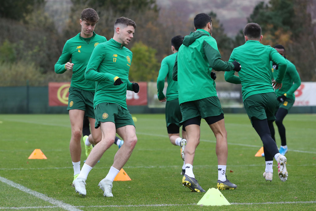 Celtic players in training