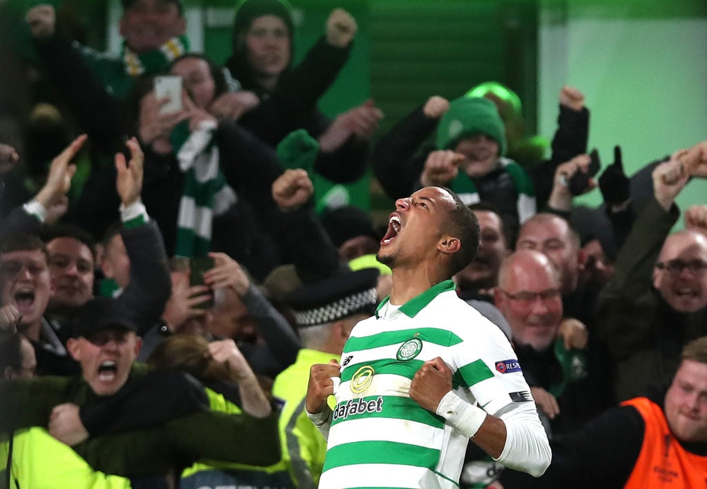 Christopher Jullien celebrates a Celtic goal