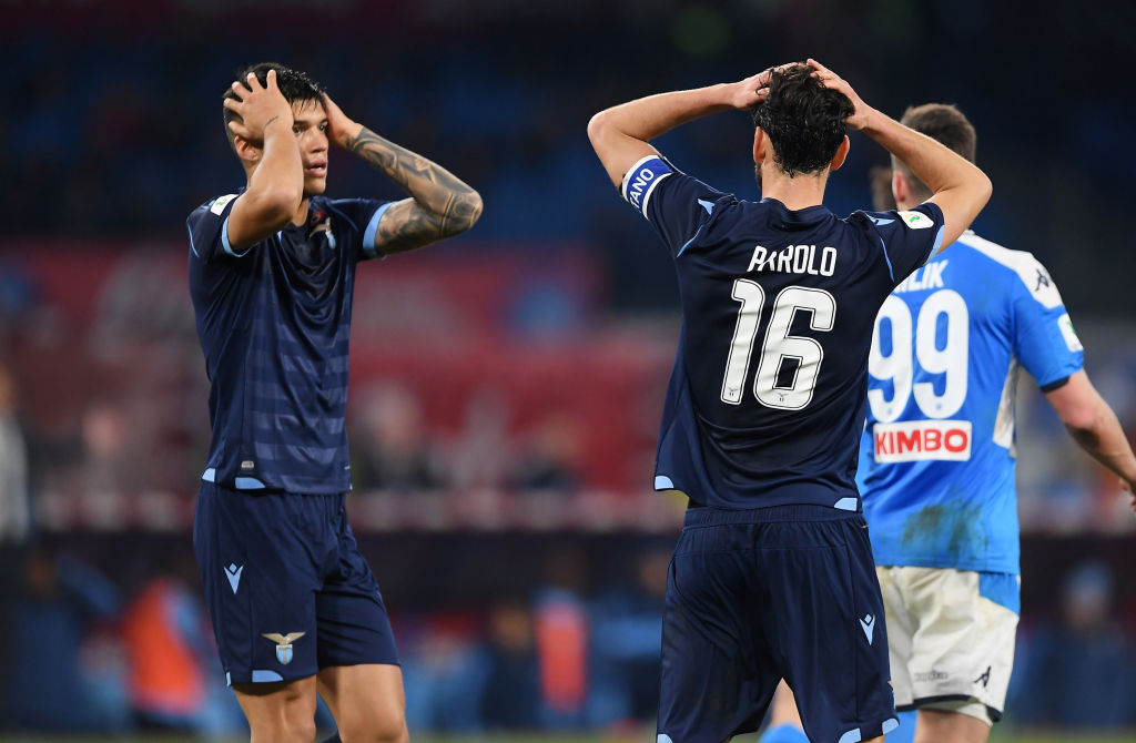 Lazio players during Napoli defeat