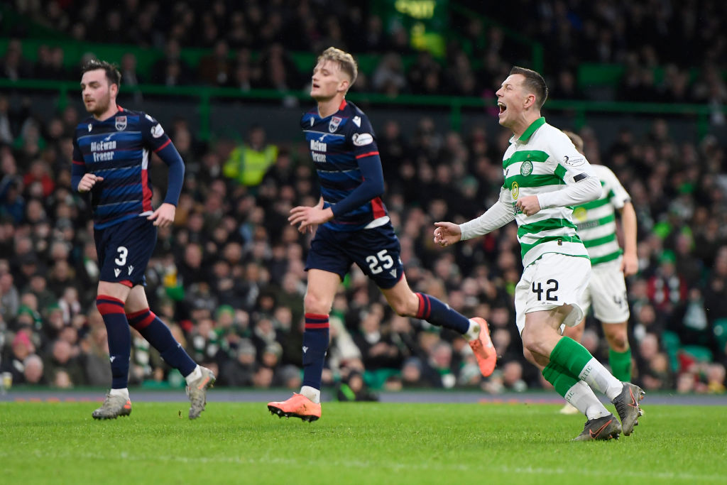 Callum McGregor celebrates scoring against Ross County