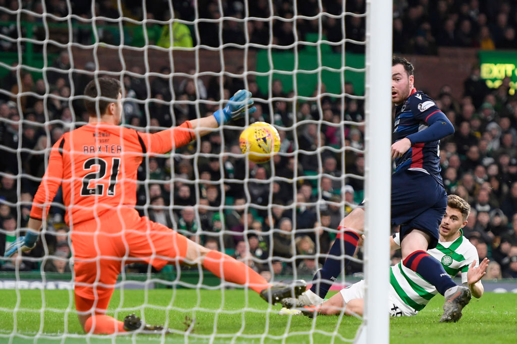 James Forrest almost scores against Ross County