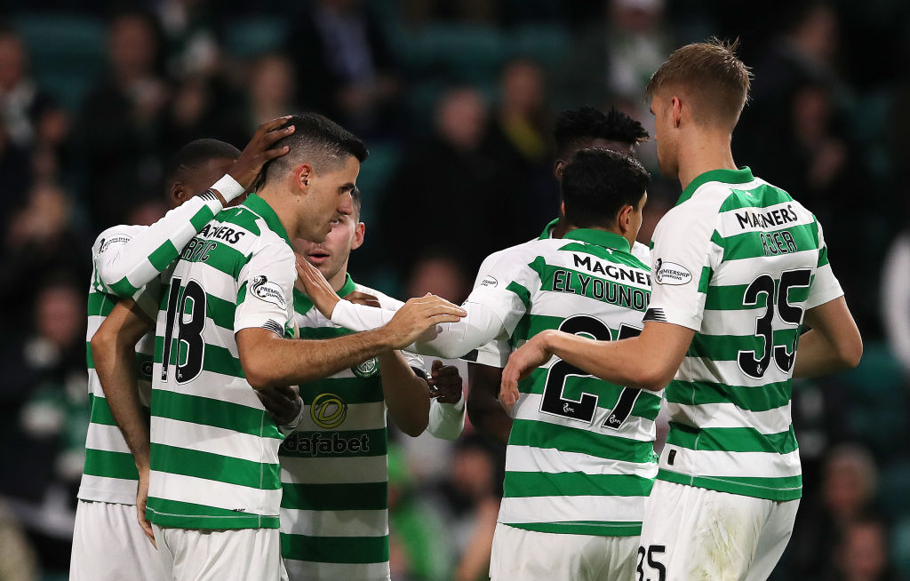 Rogic after scoring against Partick Thistle