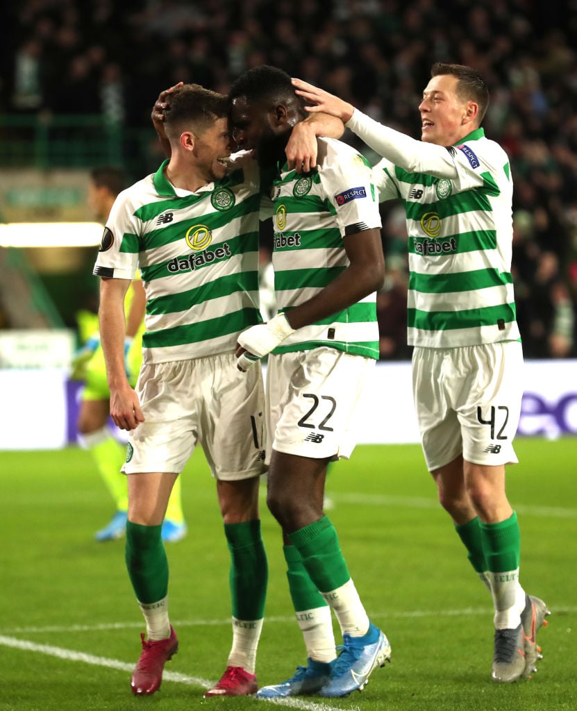 Ryan Christie and Odsonne Edouard celebrate a Celtic goal