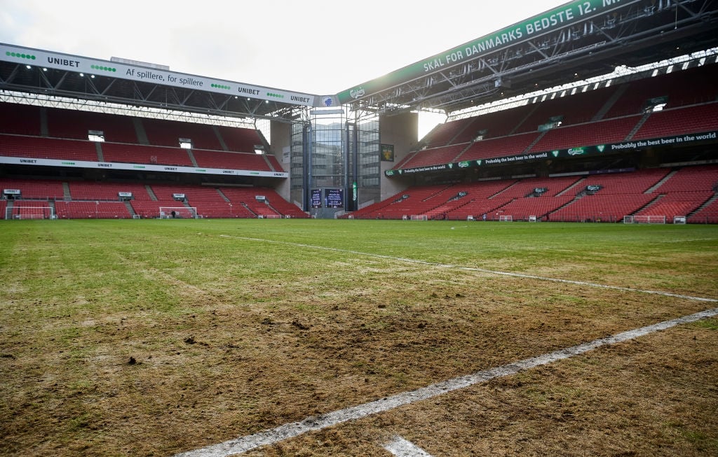 The Parken Stadium surface in late January