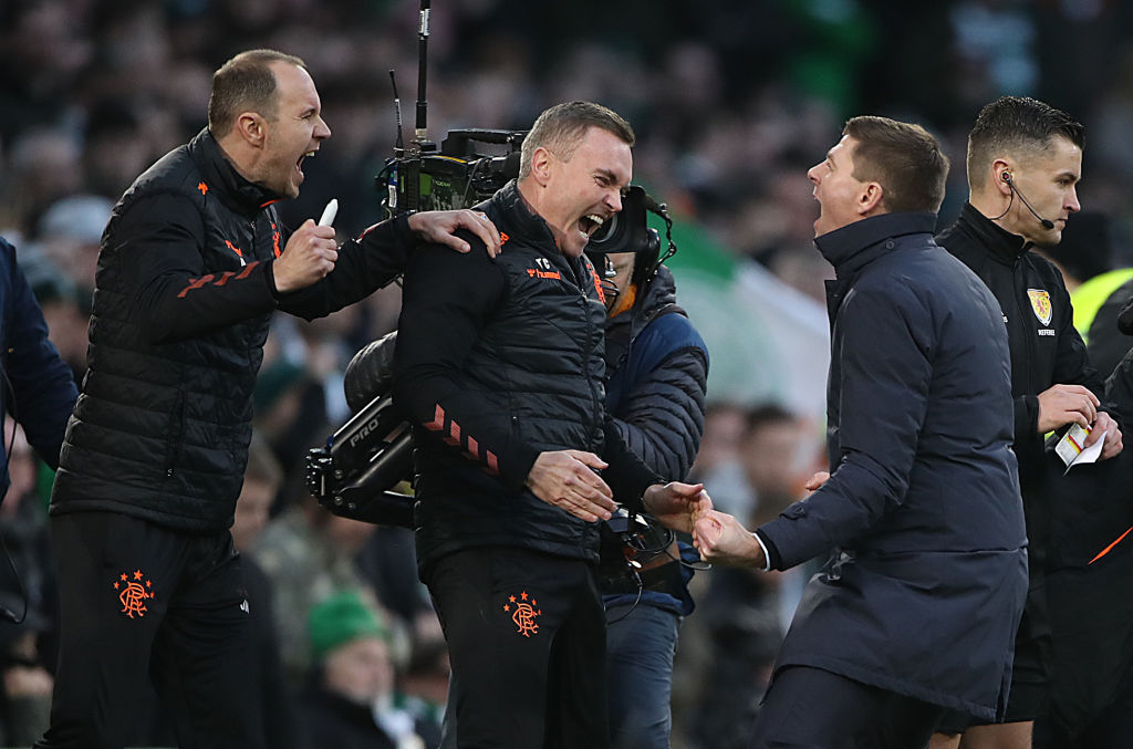 Gerrard celebrates at Celtic Park