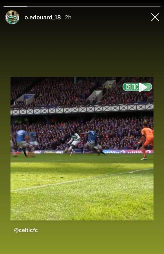 Edouard posted a still of his Ibrox goal