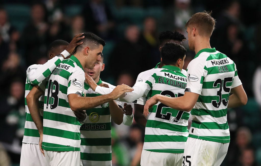 Rogic after scoring against Partick Thistle