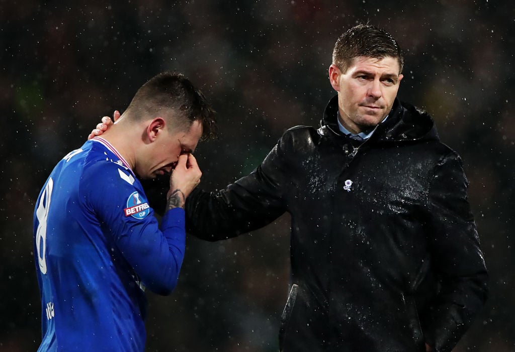 Gerrard consoles Jack after Celtic defeat