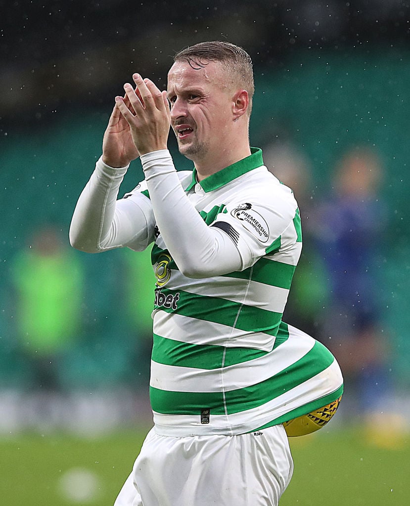 Leigh Griffiths with the match ball after scoring his hat-trick
