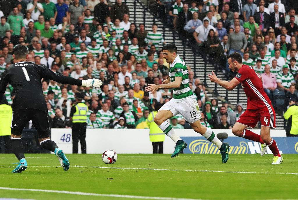 Tom Rogic runs through to score for Celtic against Aberdeen