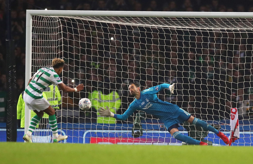 Aberdeen goalkeeper saves a Celtic penalty