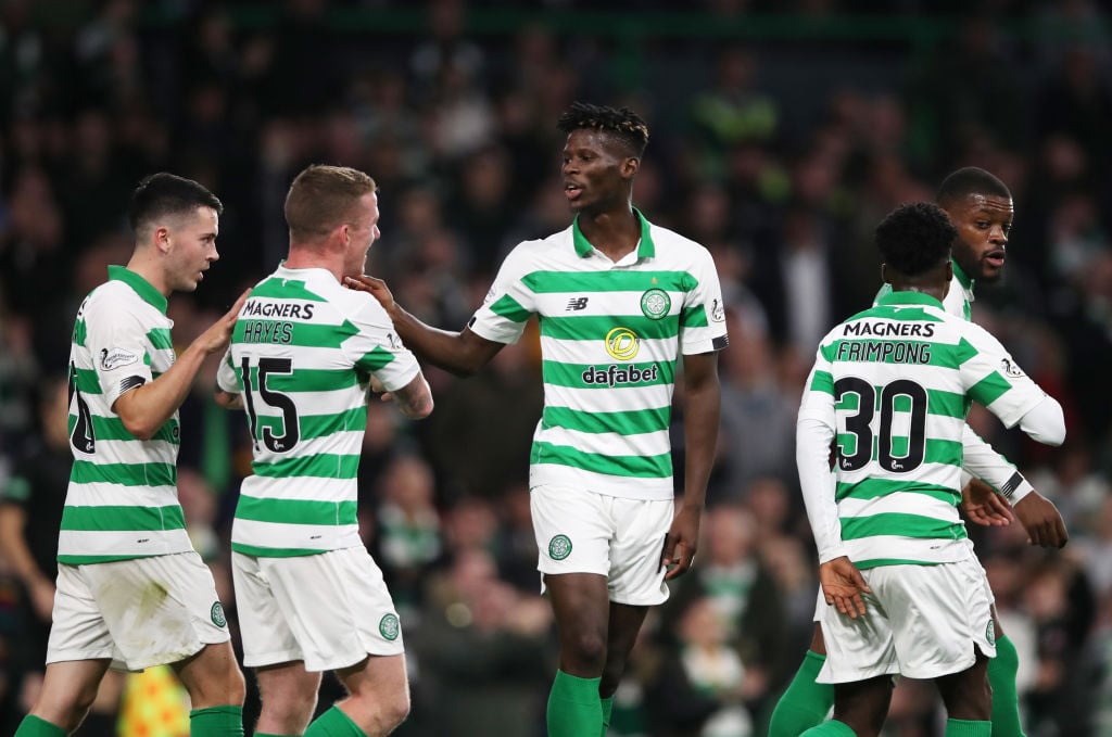 Vakoun Bayo celebrates a Celtic goal