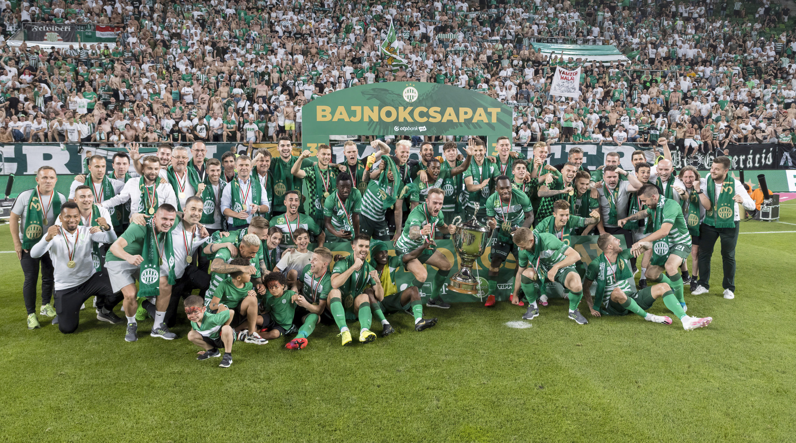 Celtic opponents Ferencvaros celebrate a title win