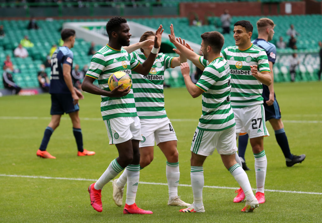 Celtic celebrate a goal against Hamilton