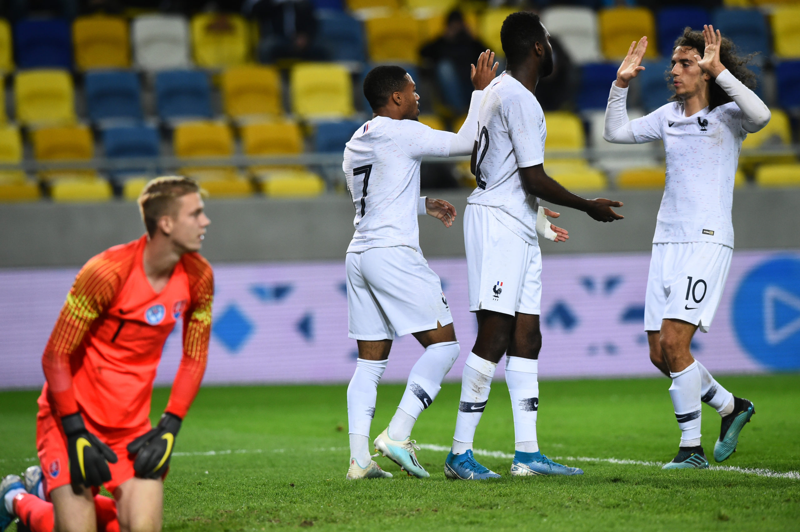Odsonne Edouard celebrates a goal for France under 21s