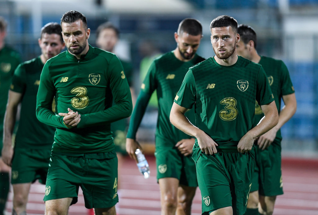 Duffy warming up for the match