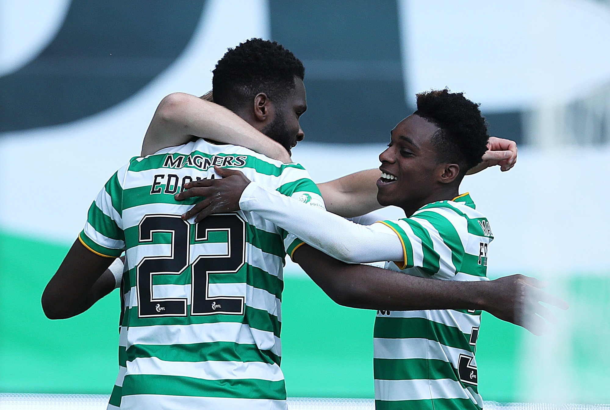 Jeremie Frimpong celebrates a Celtic goal