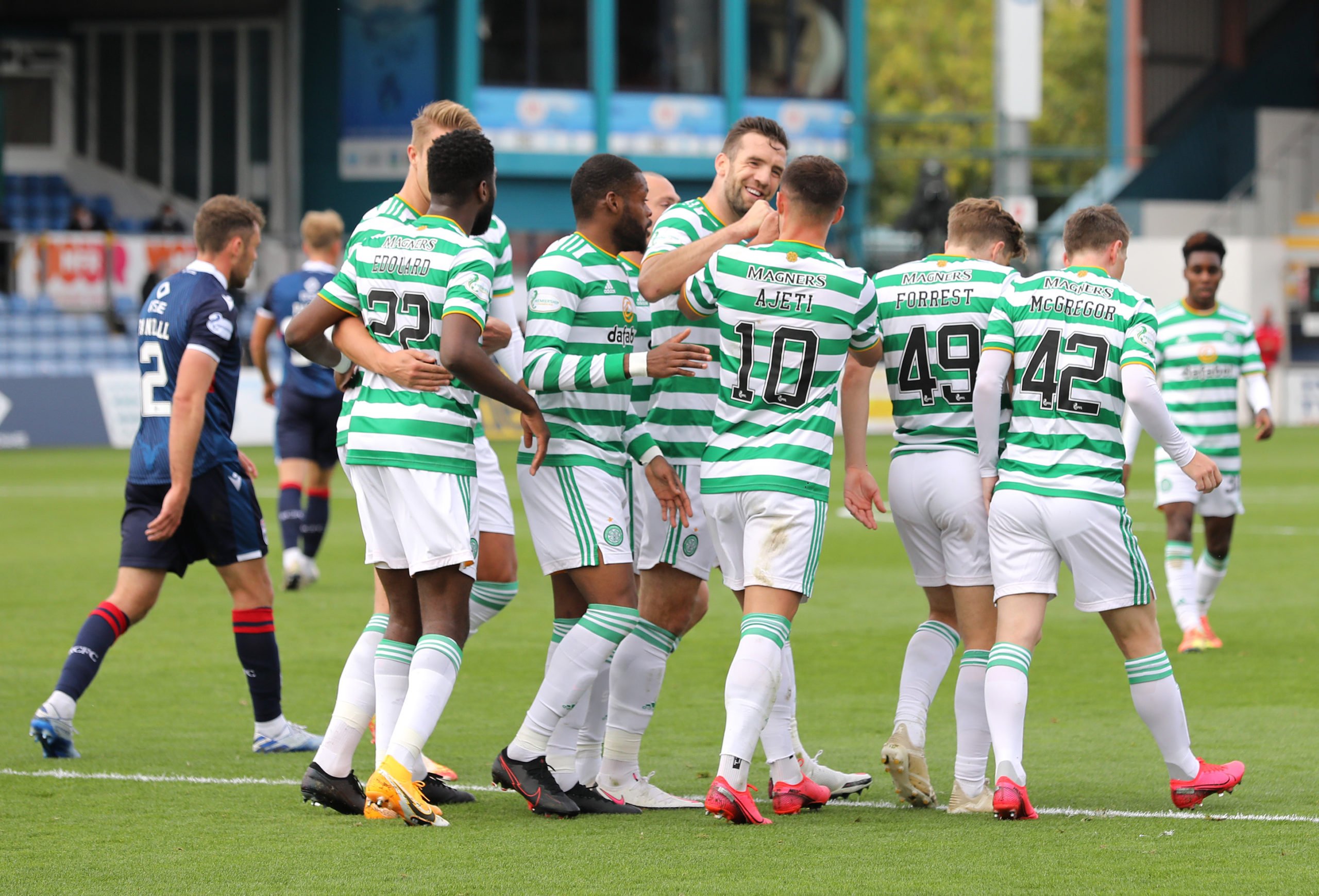 Celtic celebrate a goal against Ross County