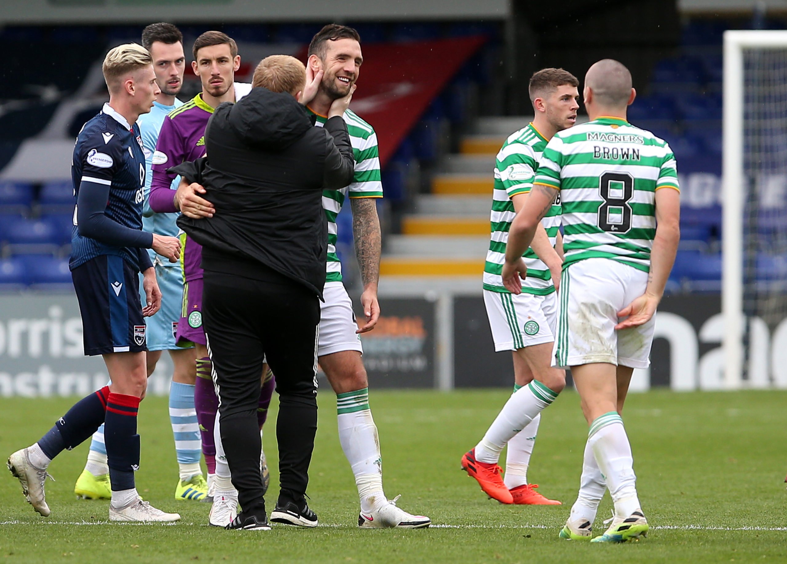 Neil Lennon congratulates Shane Duffy after his Celtic debut