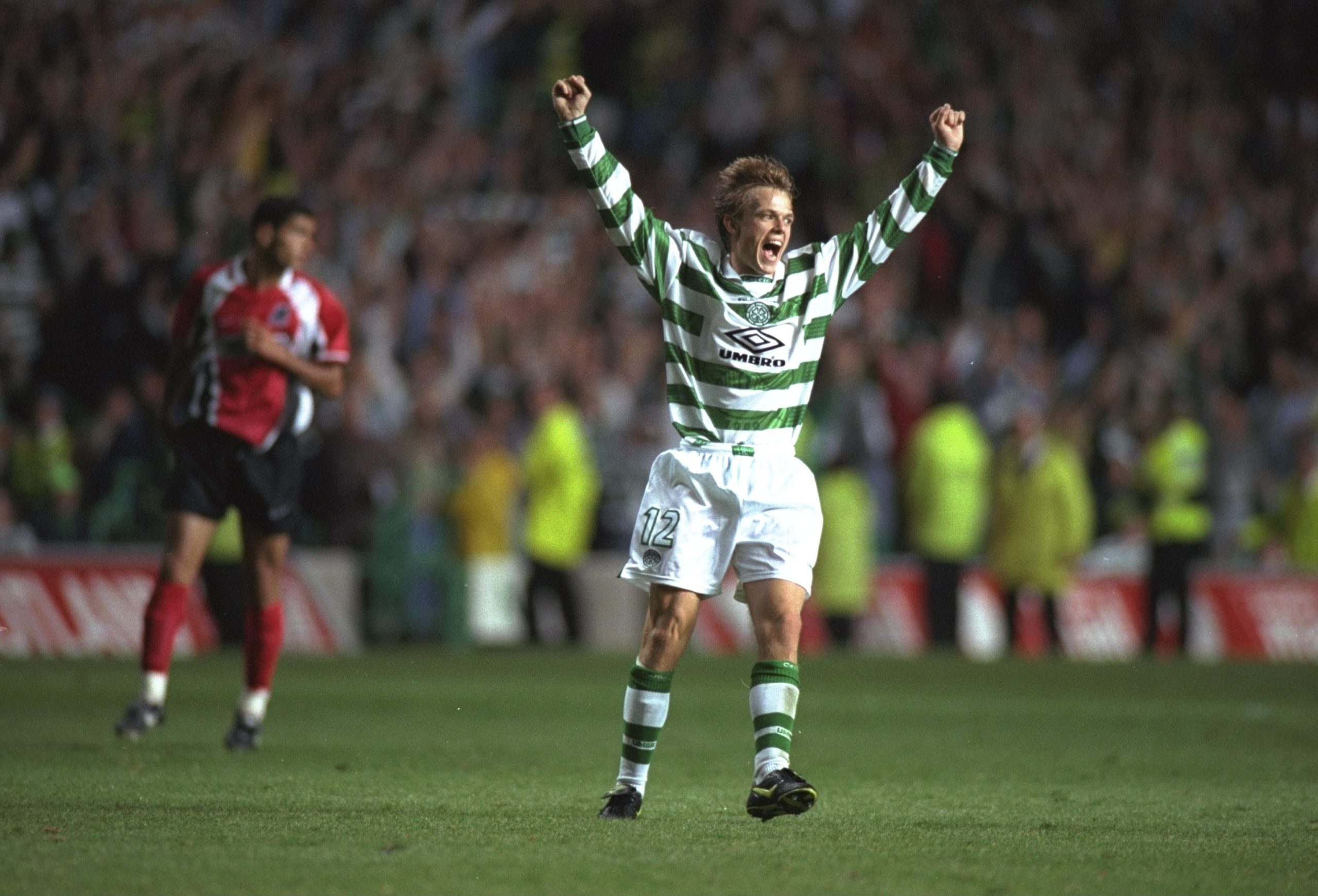Simon Donnelly celebrates a Celtic goal