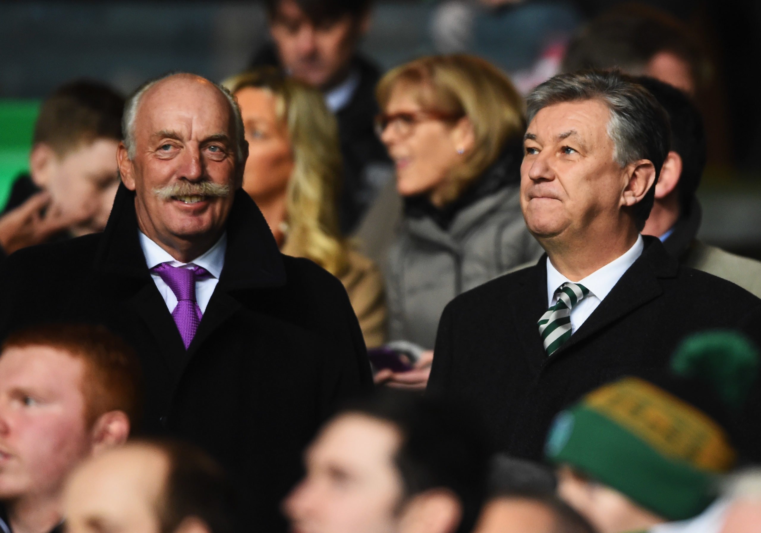 Dermot Desmond and Peter Lawwell pictured at a Celtic game
