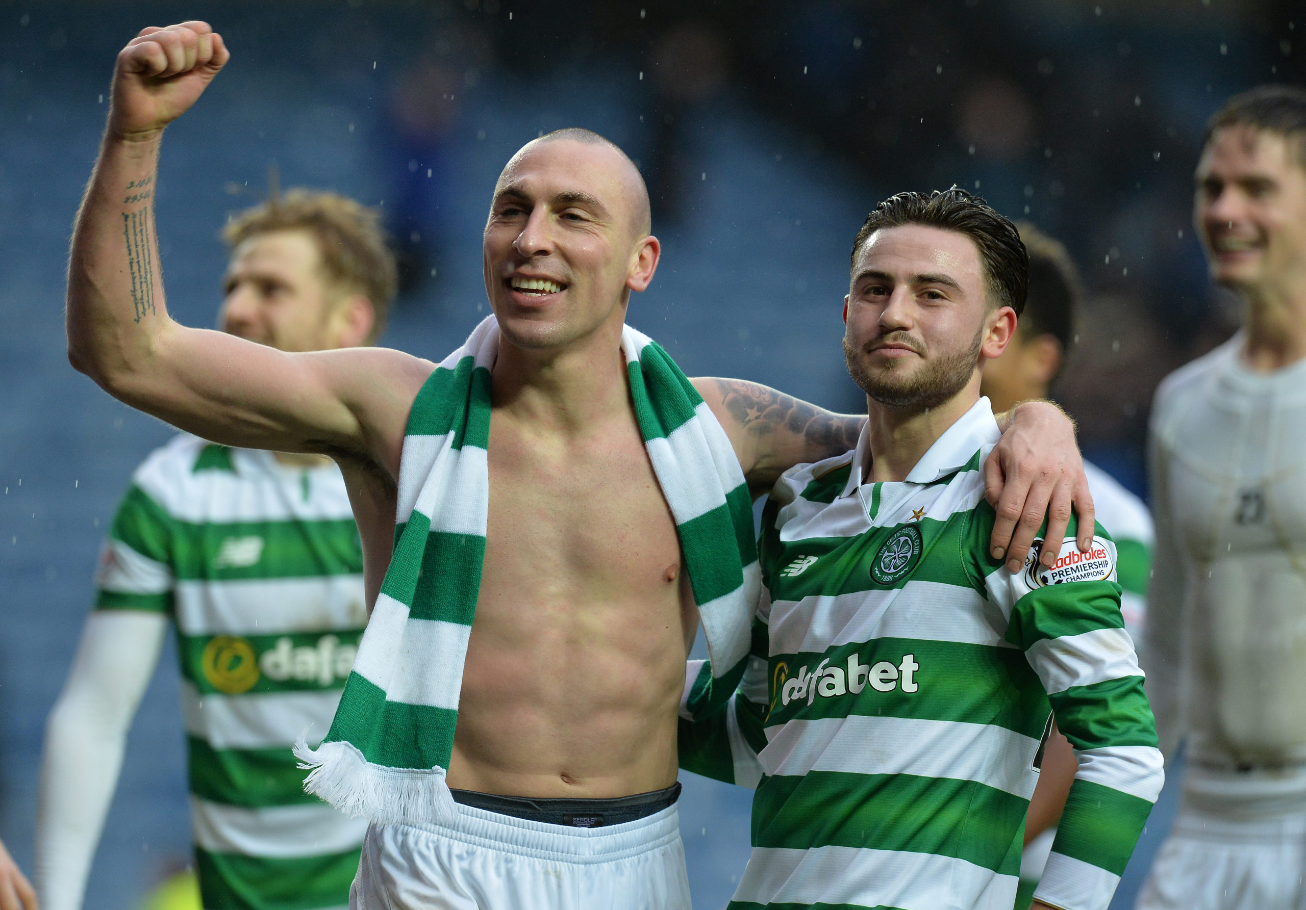Roberts alongside Celtic skipper Scott Brown