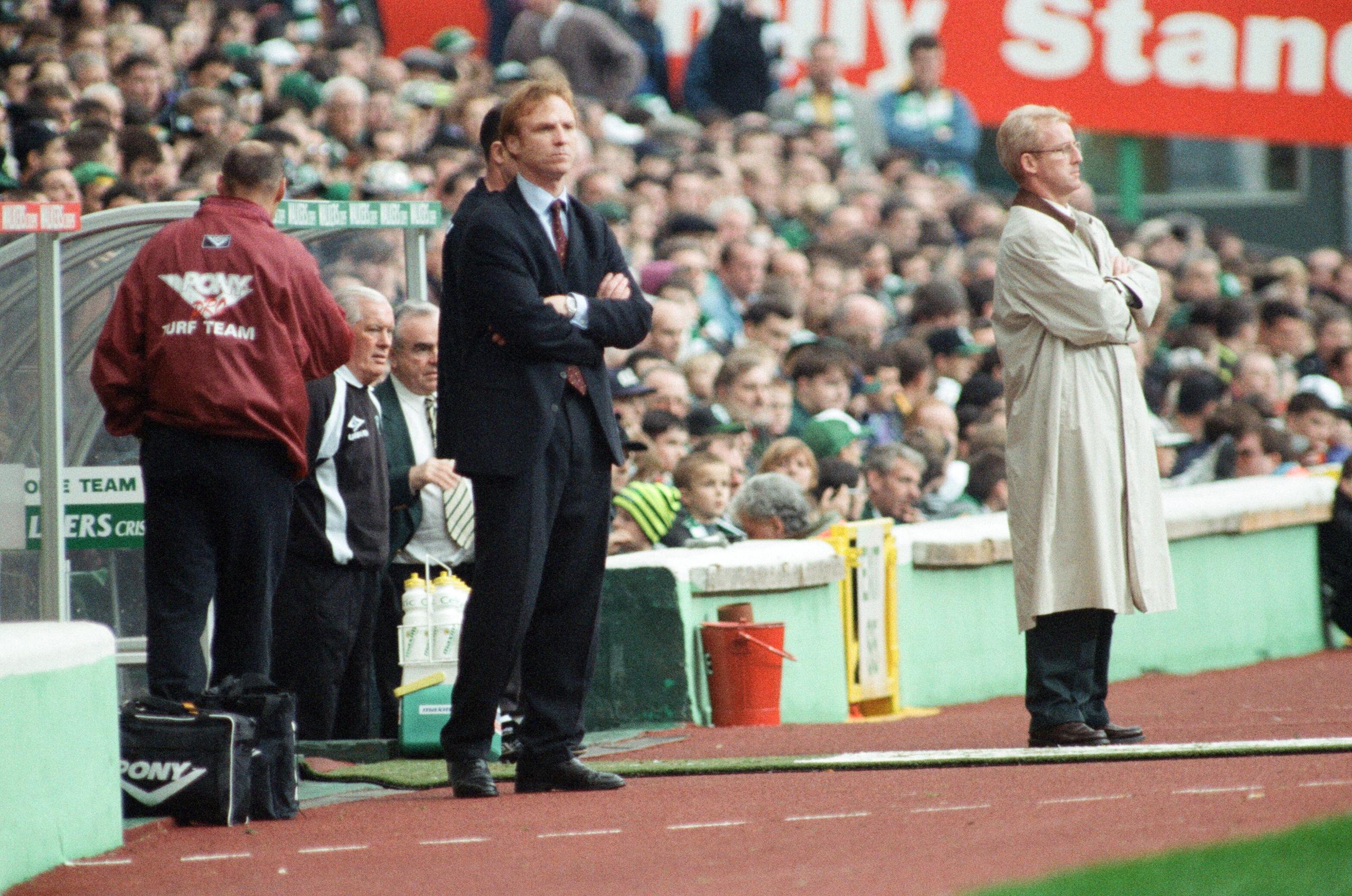 Tommy Burns on the touchline as Celtic manager