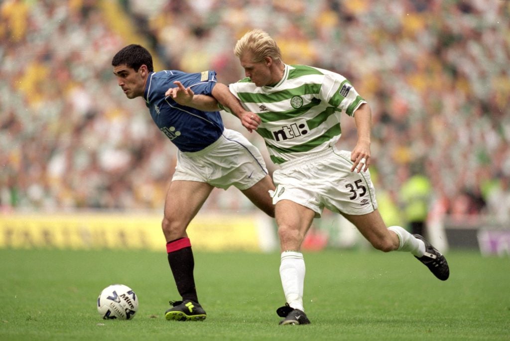 Johan Mjallby in action for Celtic against Rangers