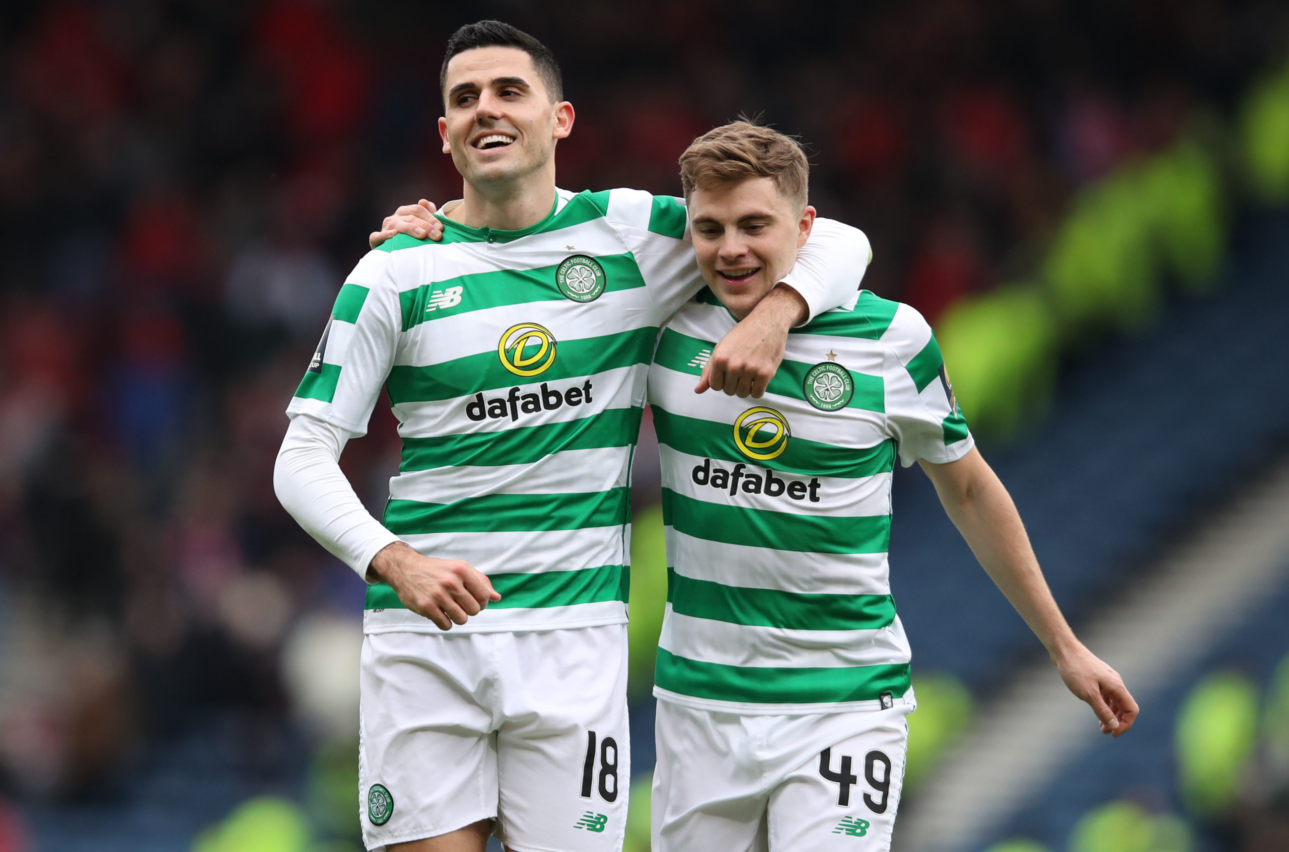 Celtic celebrate against Aberdeen in the 2019 Scottish Cup semi-final
