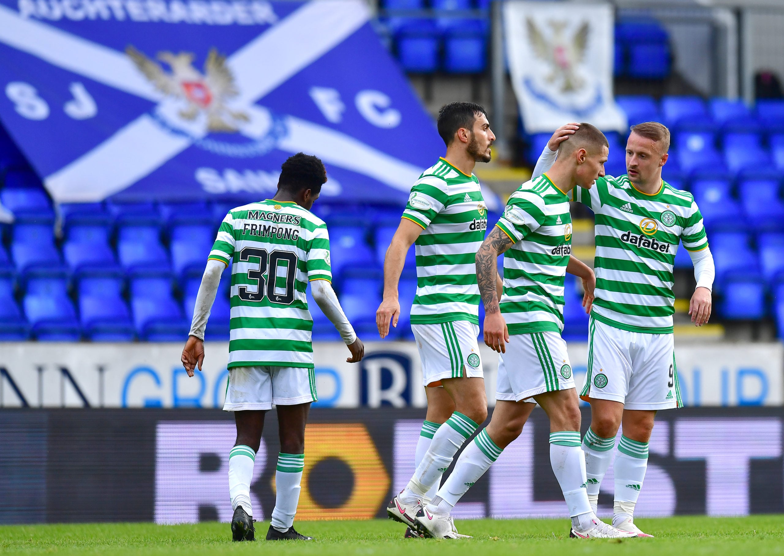 Patryk Klimala celebrates scoring for Celtic