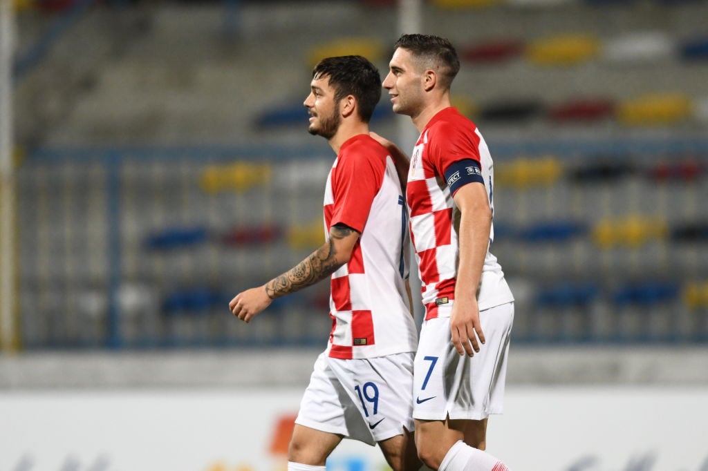 David Colina (left) in action for Croatia under-21s