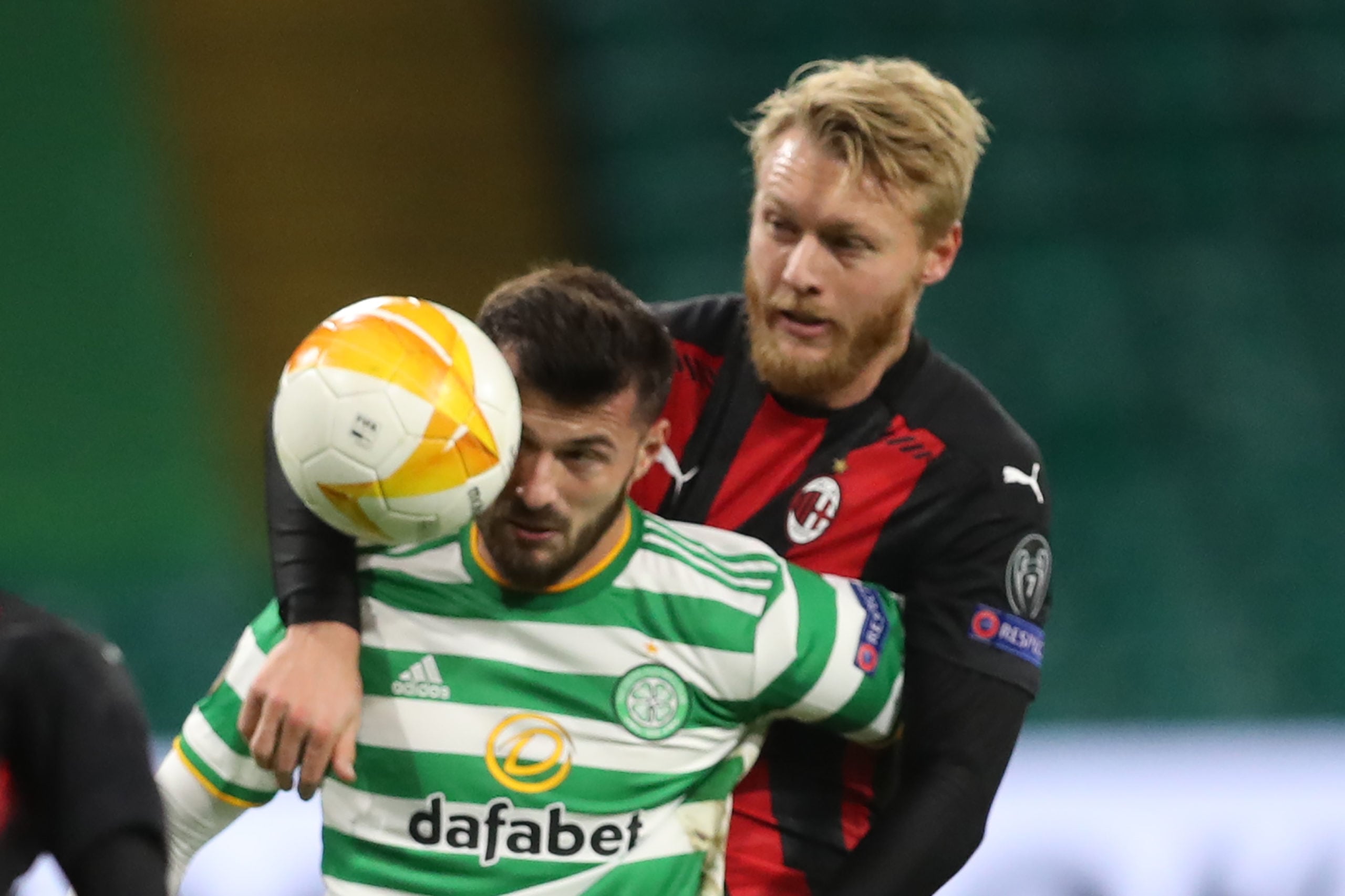 Simon Kjaer battles with Albian Ajeti