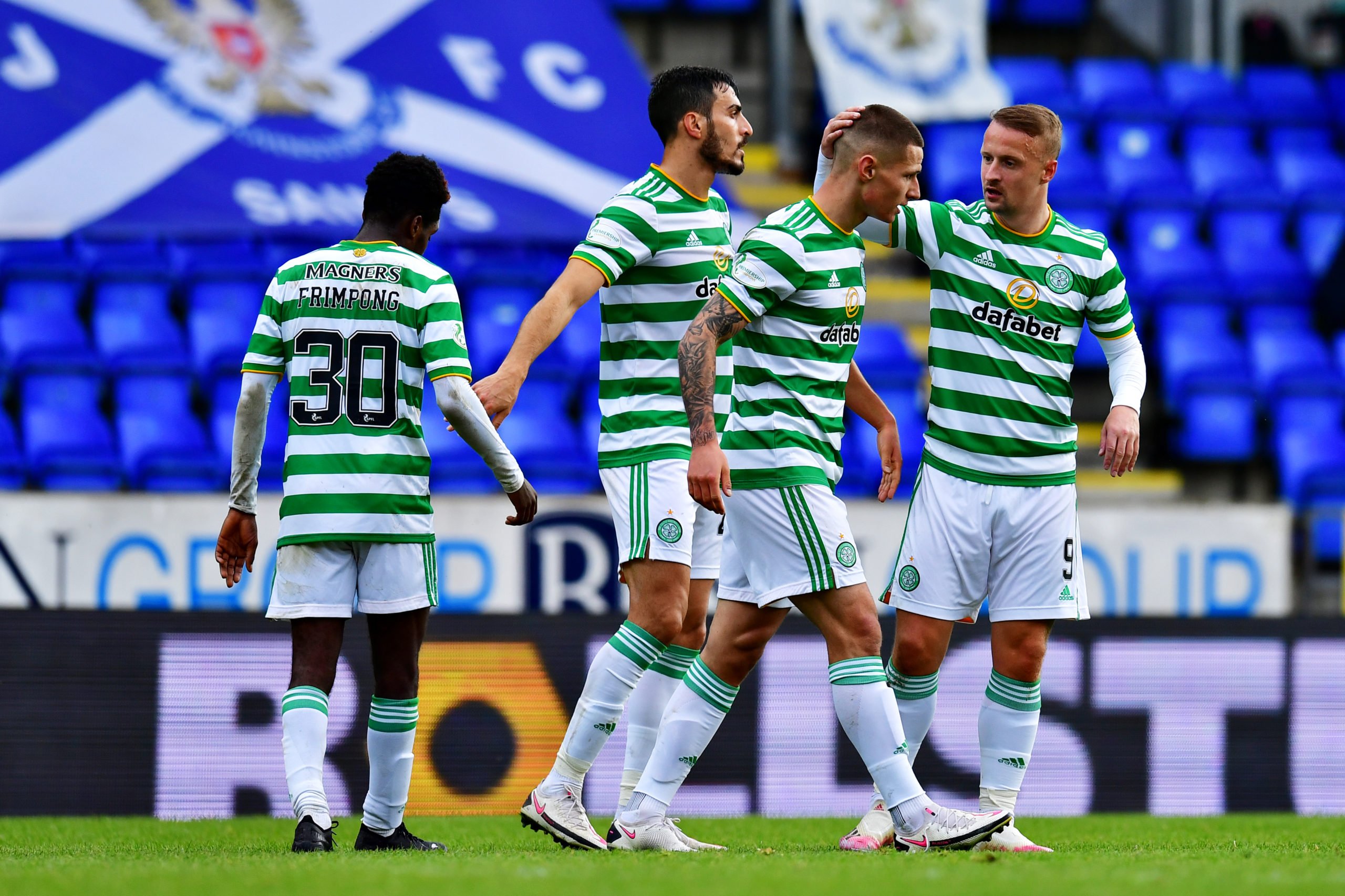 Patryk Klimala celebrates scoring for Celtic