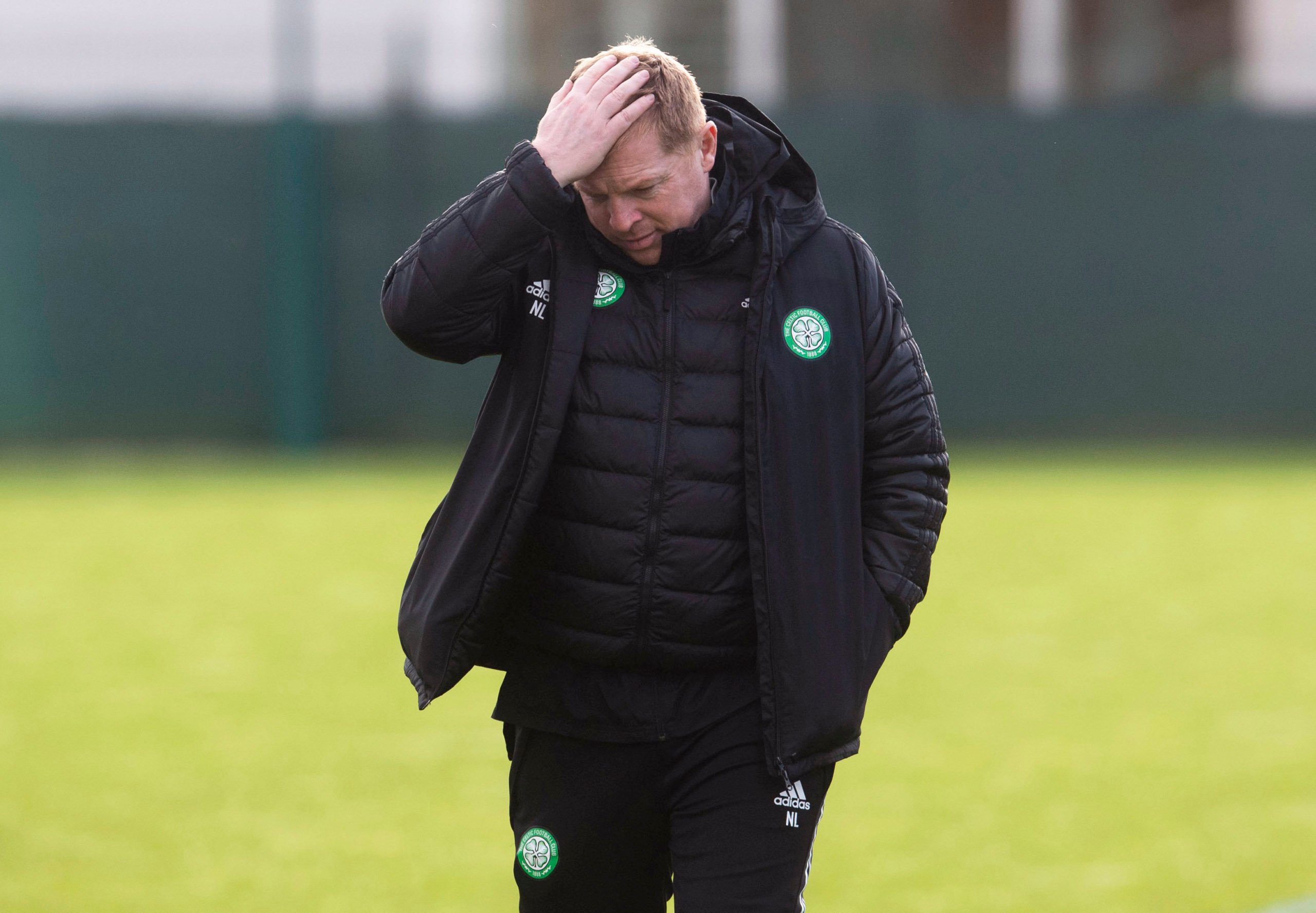 Celtic boss Neil Lennon cuts a dejected figure