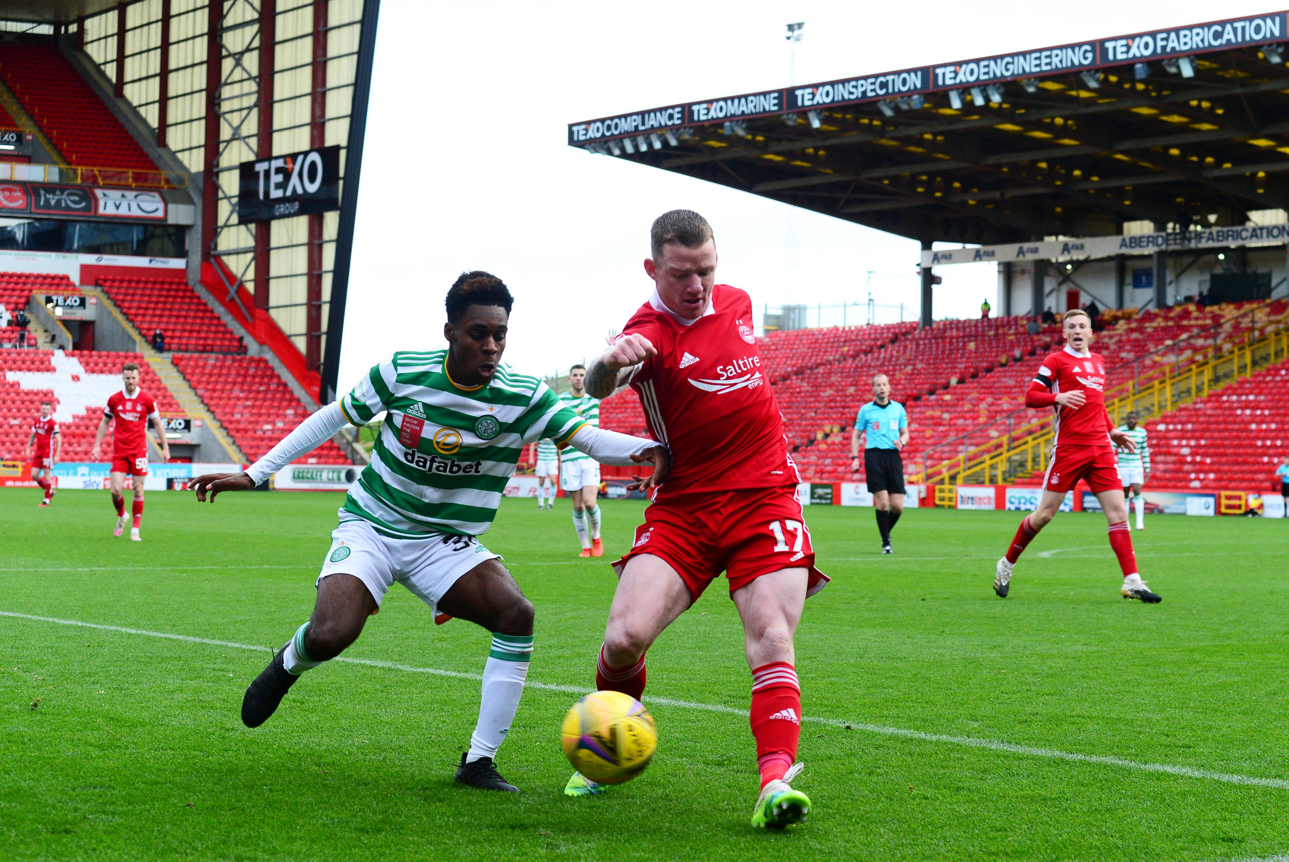 Jeremie Frimpong in action for Celtic against Aberdeen