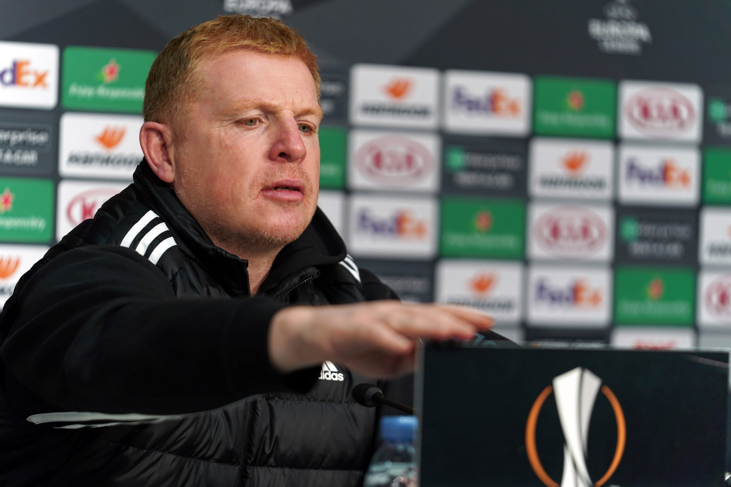 Neil Lennon at a press conference