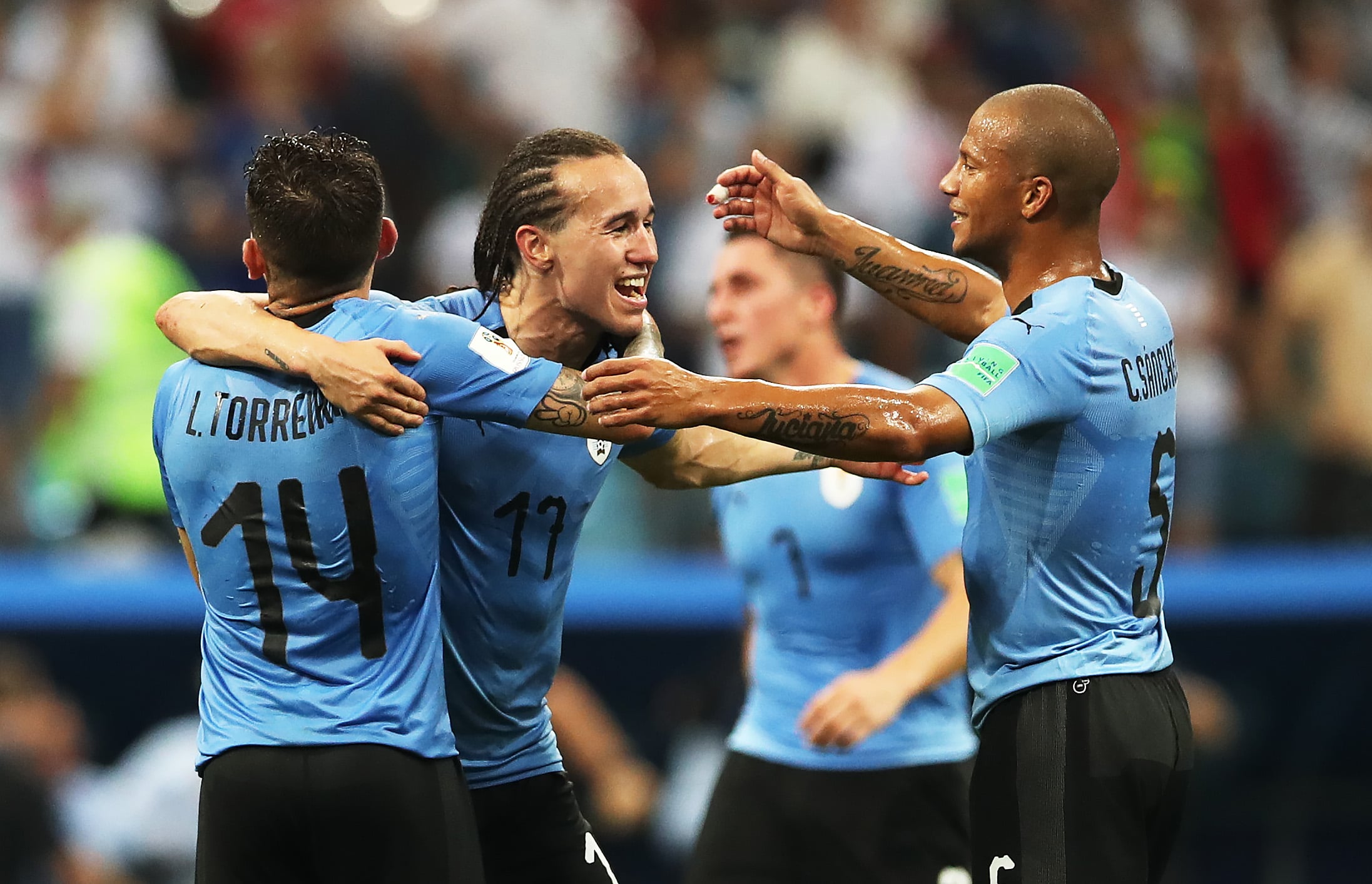 Diego Laxalt in action for Uruguay