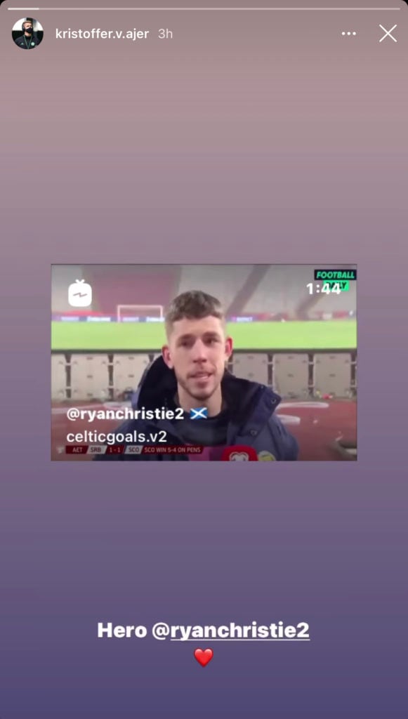 Kristoffer Ajer's Instagram post