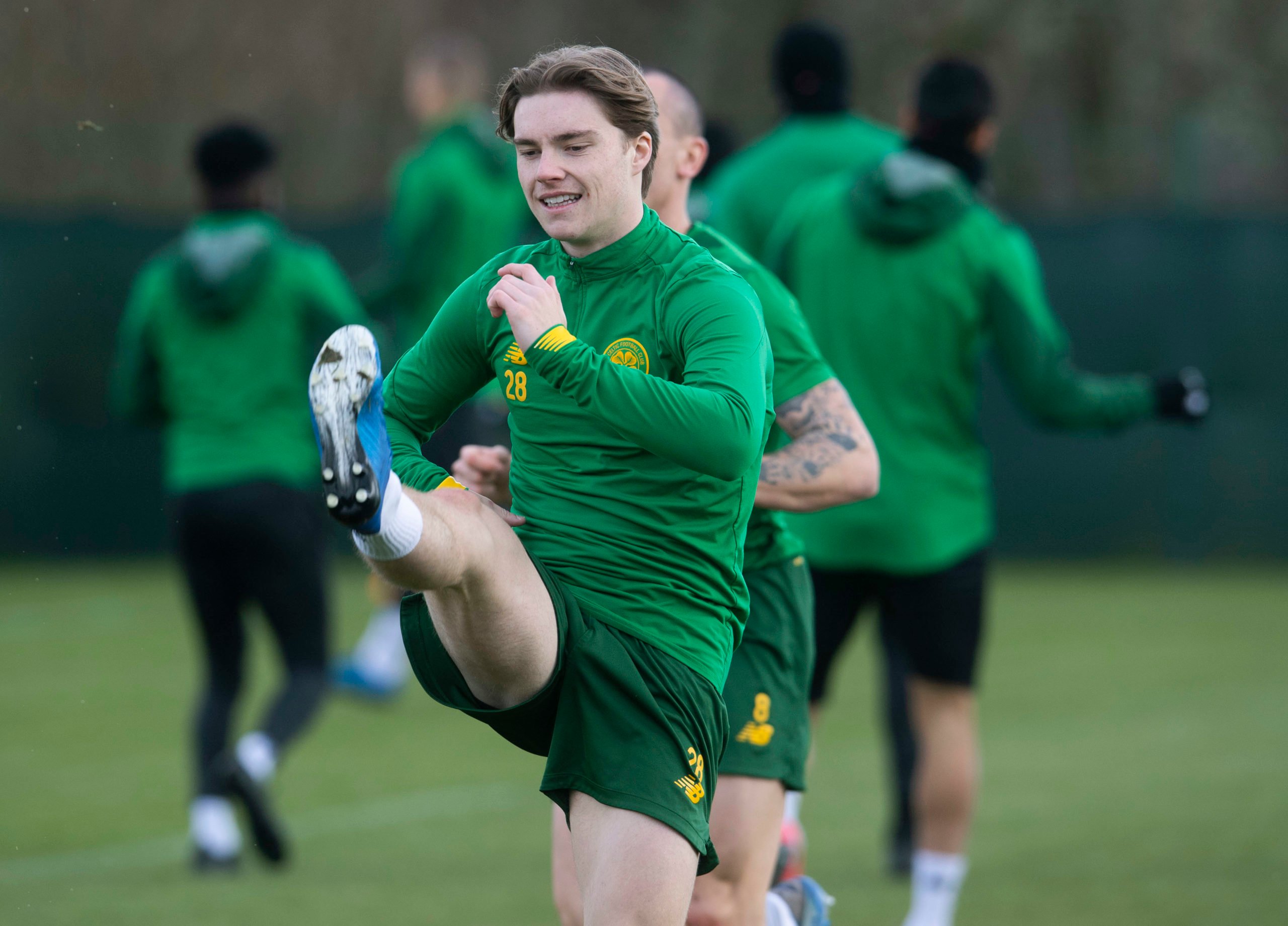 Luca Connell in Celtic training