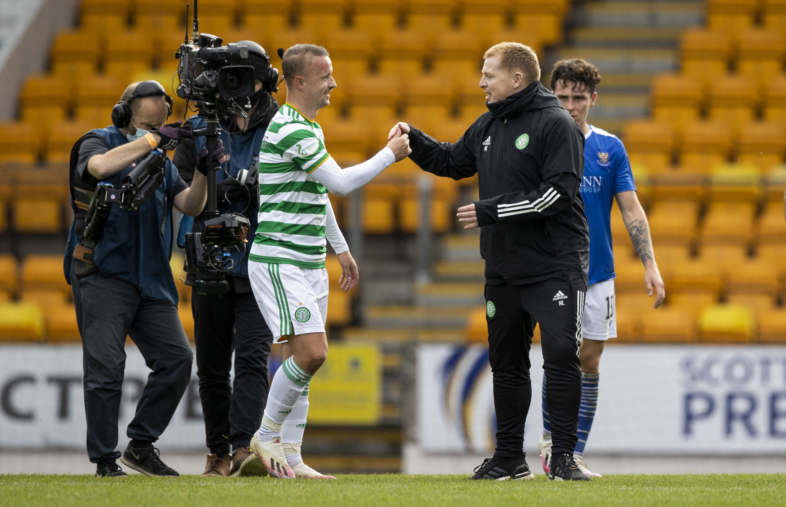 Celtic striker Leigh Griffiths and manager Neil Lennon