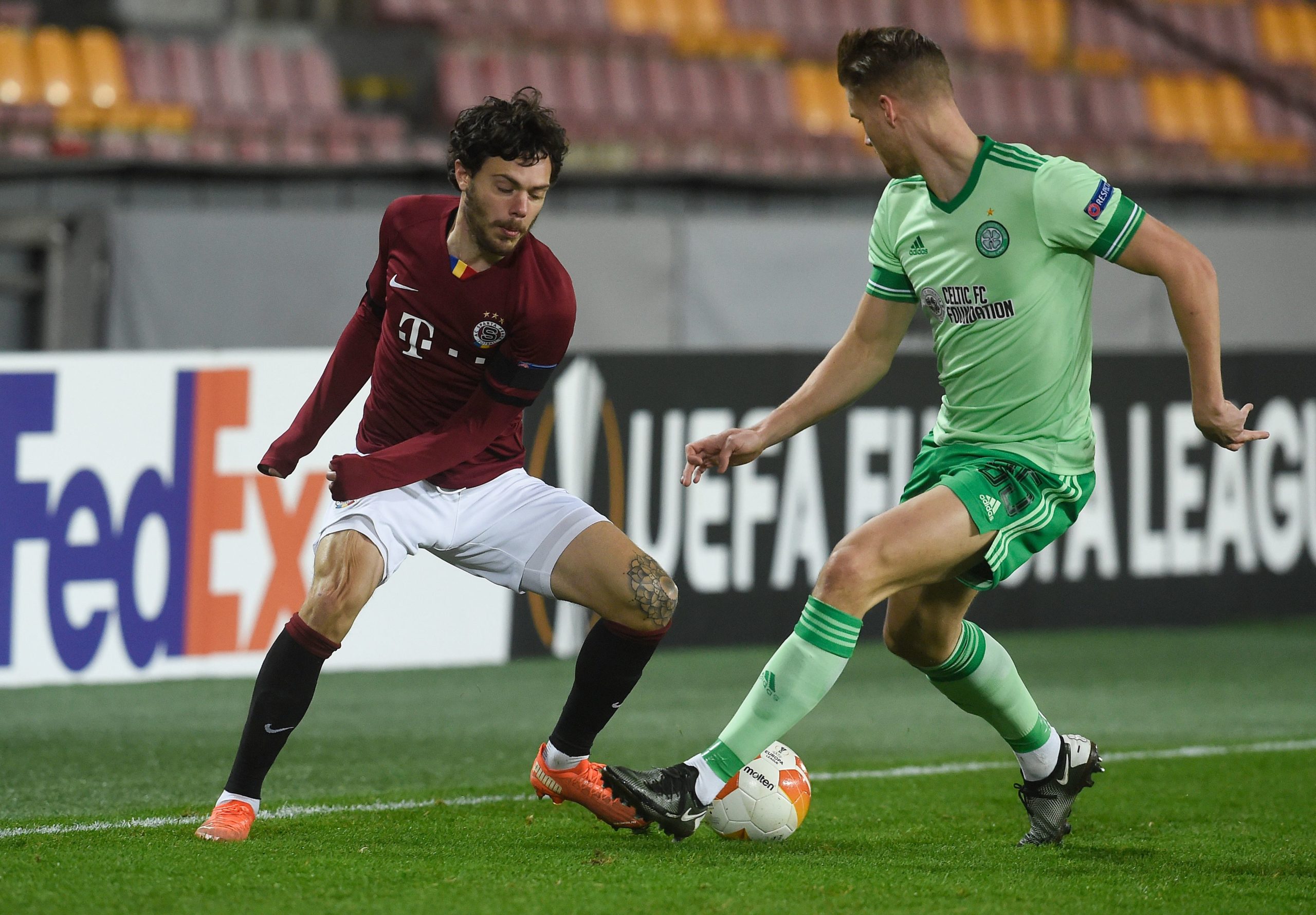 David Moberg Karlsson in action against Celtic