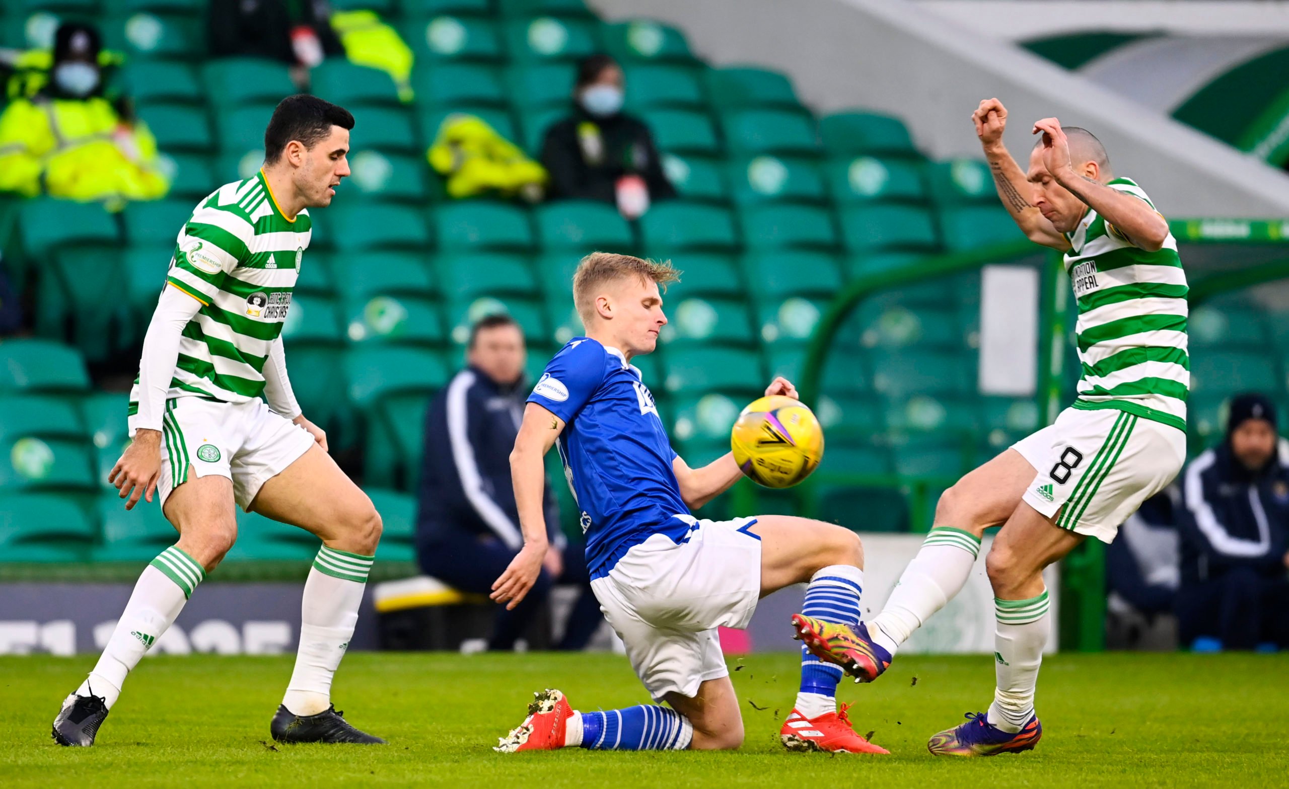 Ali McCann up against Celtic captain Scott Brown