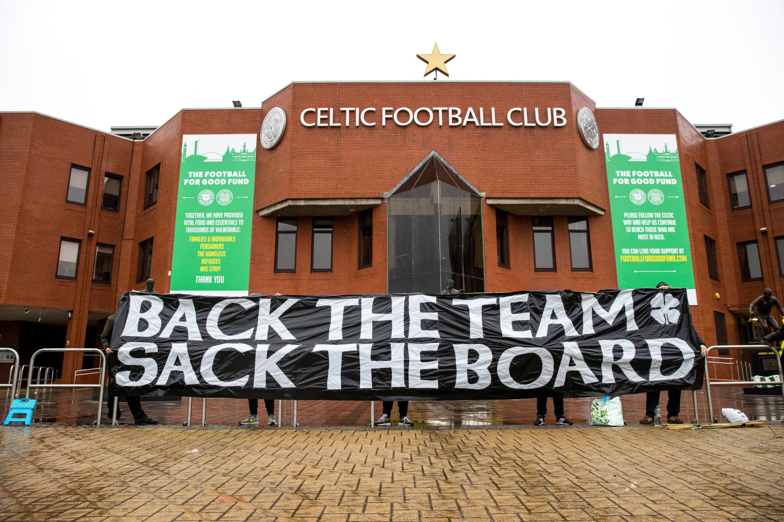 Celtic fans protest at Celtic Park